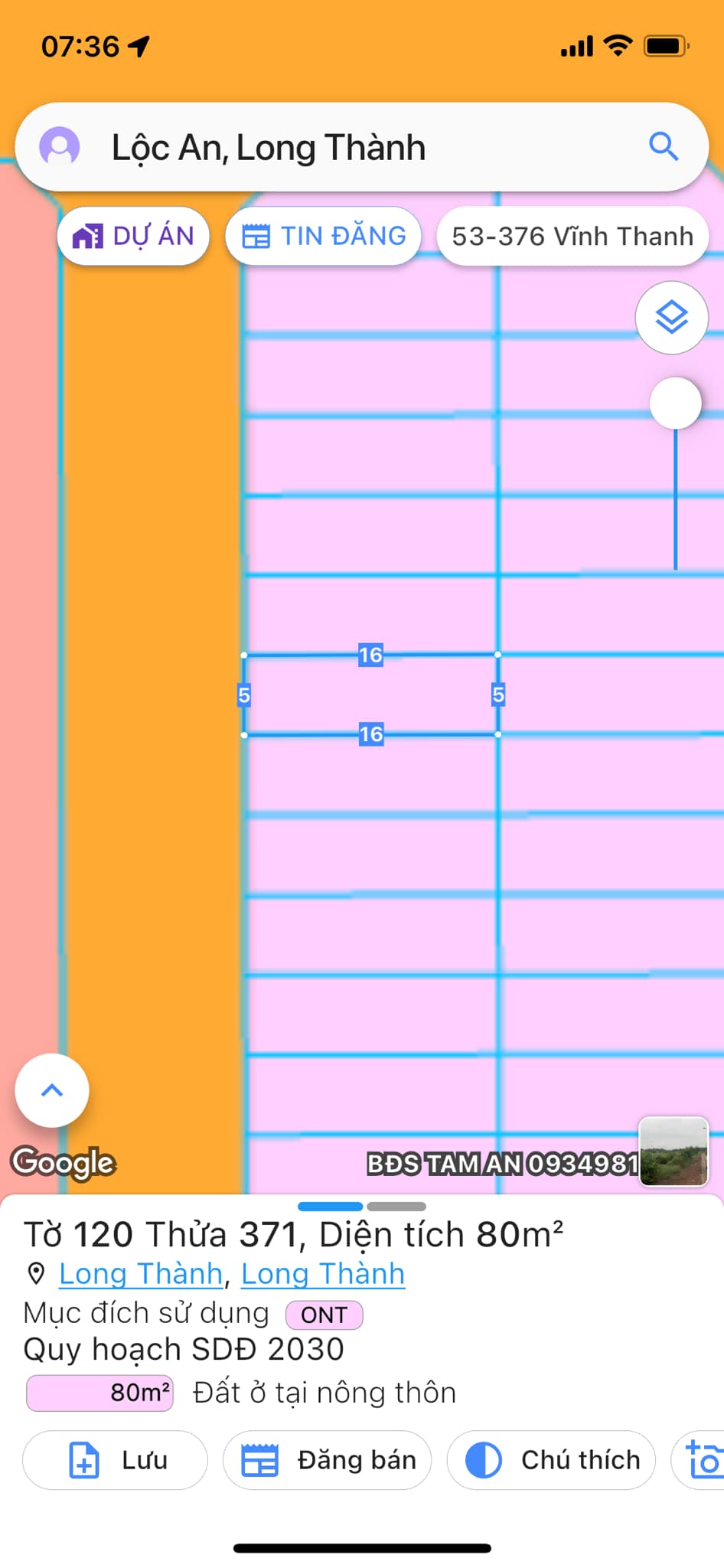 Chủ gửi bán lô đất tái định cư Lộc An, diện tích 80m2, lộ giới đường, vỉa hè 11m, đối diện công viên