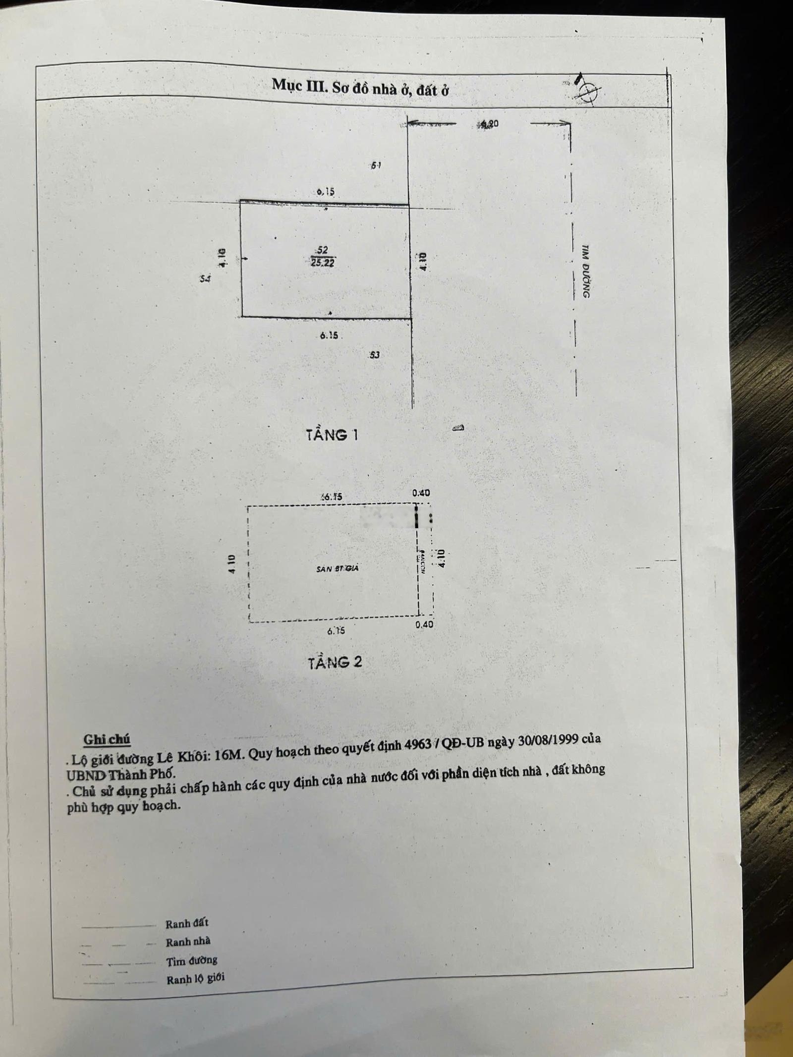 Nhà bán mặt tiền kinh doanh đường Lê Khôi. DT 4.1m x 6.2m trệt 2 lầu