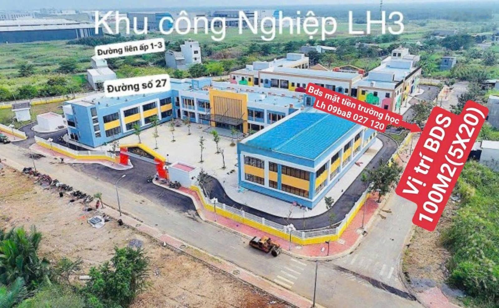Bán đất nền "mặt tiền view trường học, view đẹp" nền sạch đẹp diện tích 100m2(5x20) giá 2tỷ250tr