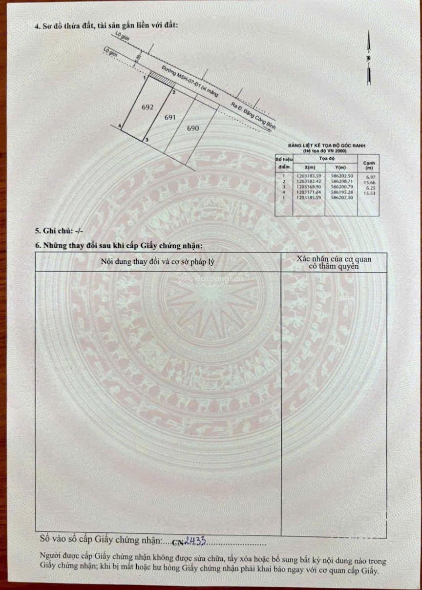 CC bán đất, sổ đỏ, Xuân Thới Sơn, Hóc Môn, 103m2, 2,350 tỷ
