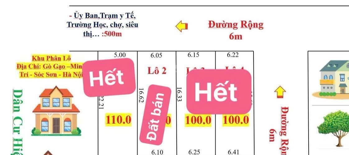 Giá đầu tư khuôn thửa đẹp gần dự án 1.500 tỷ Gò Gạo Minh Trí Sóc Sơn Hà Nội