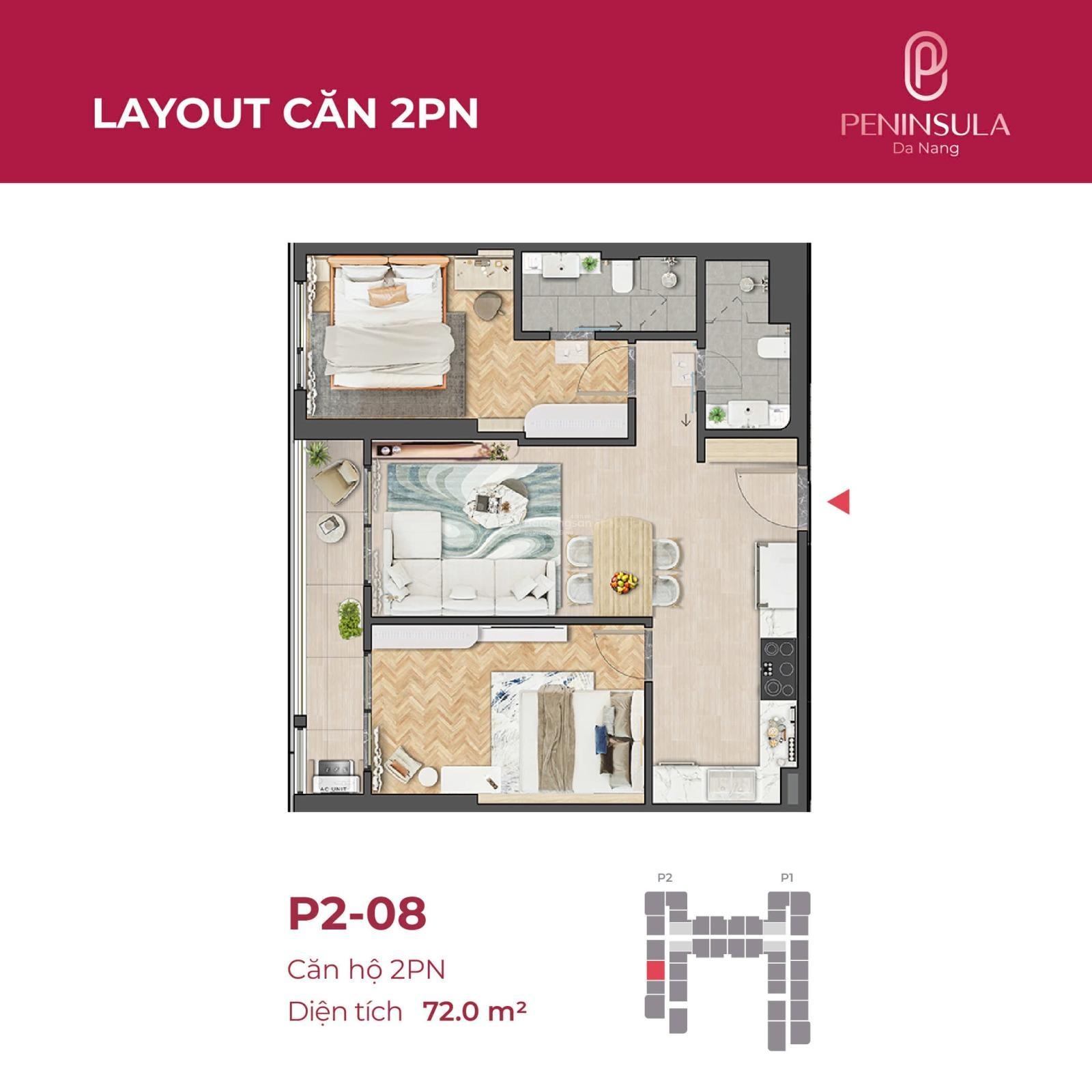 Bán Căn Hộ View Sông Hàn - Cầu Thuận Phước, Diện Tích 72 m2, Sổ Hồng Riêng Lâu Dài