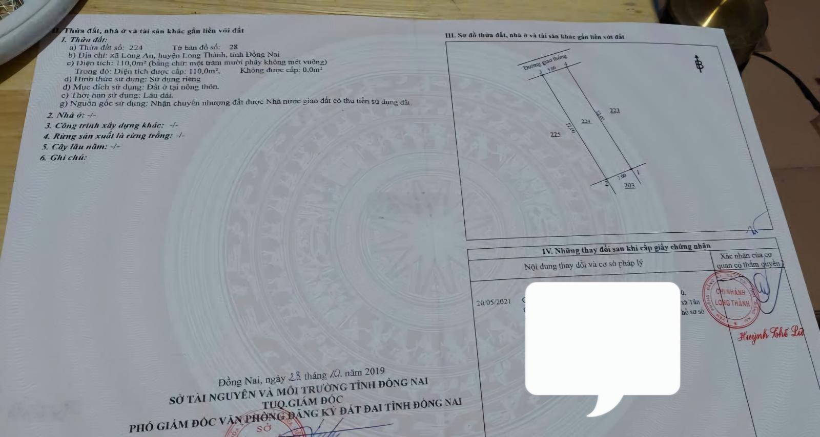 Cần bán đất full thổ cư tại sân bay Long Thành