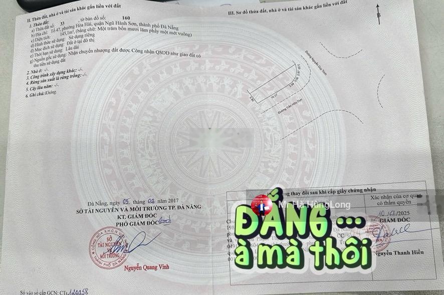 Bán lô góc 2 mặt tiền - Trần Hữu Dực & Nguyễn Duy Trinh - 145.1m2