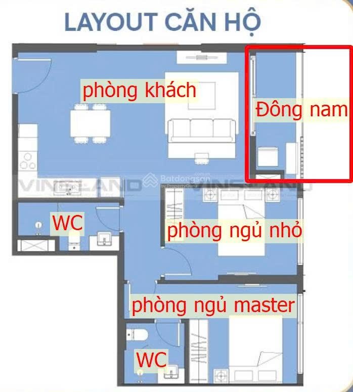 Quỹ căn 2PN 2VS của The Vision - Hướng Đông Nam - view bể bơi & công viên - LH 0981721639