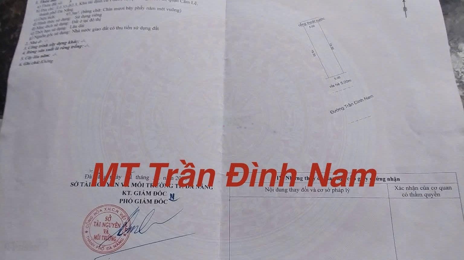 Bán lô đất mặt tiền Trần Đình Nam 10m5 - gần trục ngã tư Đinh Liệt sau bến xe Đà Nẵng, giá 6,2 tỷ