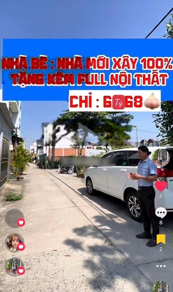 Giảm 200 triệu cần bán nhanh nhà mới 100% hẻm ô tô huỳnh tấn phát, nhà bè