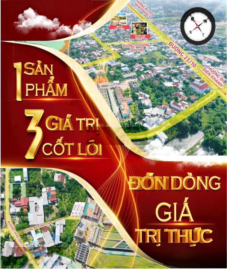 Chỉ 1 tỷ 863 sở hữu lô đất Tây Nha Trang, ngang 5,25m, đường bê tông rộng