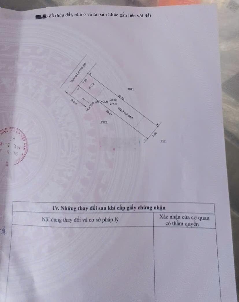 Bán đất Phú An gần DT744 ngã tư Phú Thứ 7x39m giá 2,55 tỷ