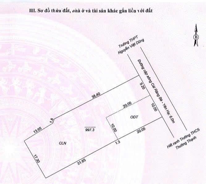 997.3m2 đất nghỉ dưỡng lộ oto, cách chợ Cái Răng 2km