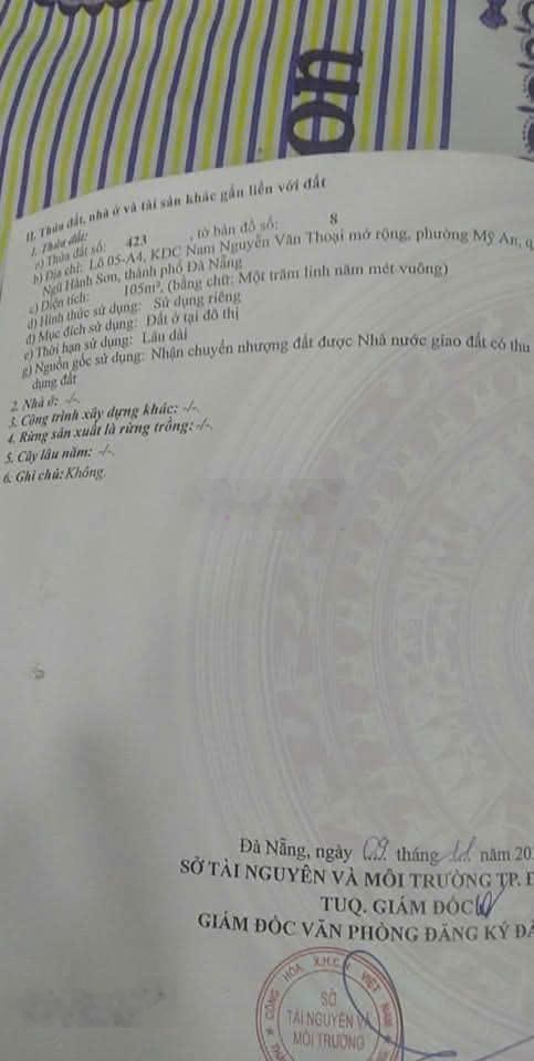 Bán đất tại kdc Nguyễn Văn THoại mở rộng, 105m2, giá cực chất