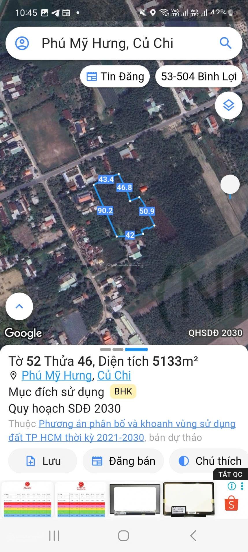 Cần thanh lý trong tháng lô đất HXH đường Phú Thuận, Xã Phú Mỹ Hưng (An Nhơn Tây), Củ Chi, TP. HCM