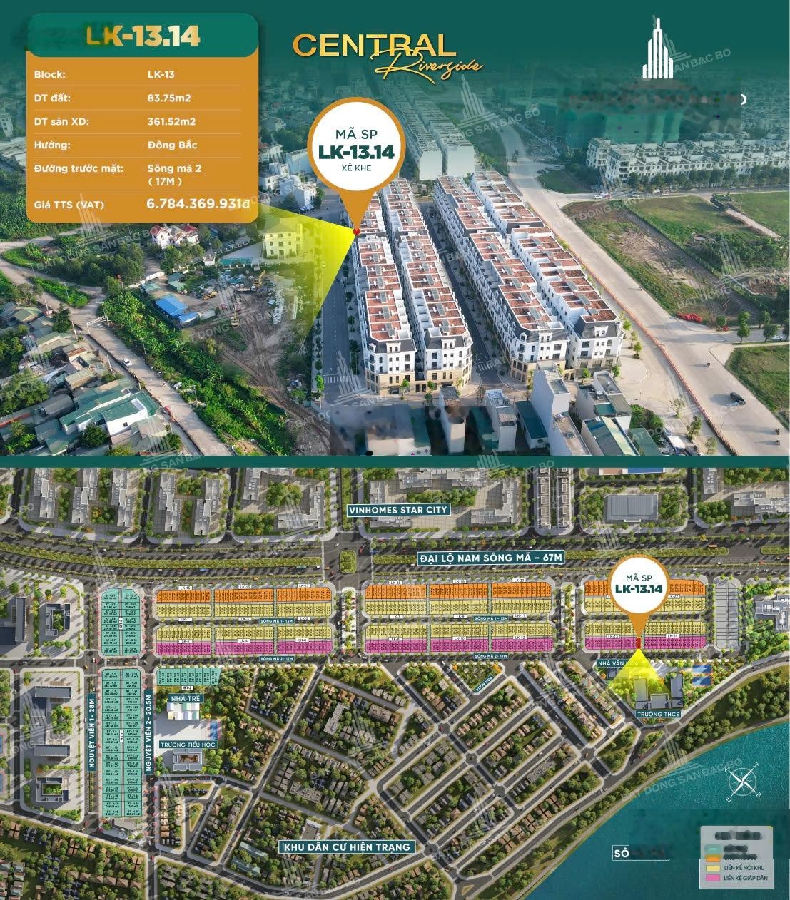 Căn liền kề xẻ khe view sông mã, trường cấp 2 Central Thanh Hoá