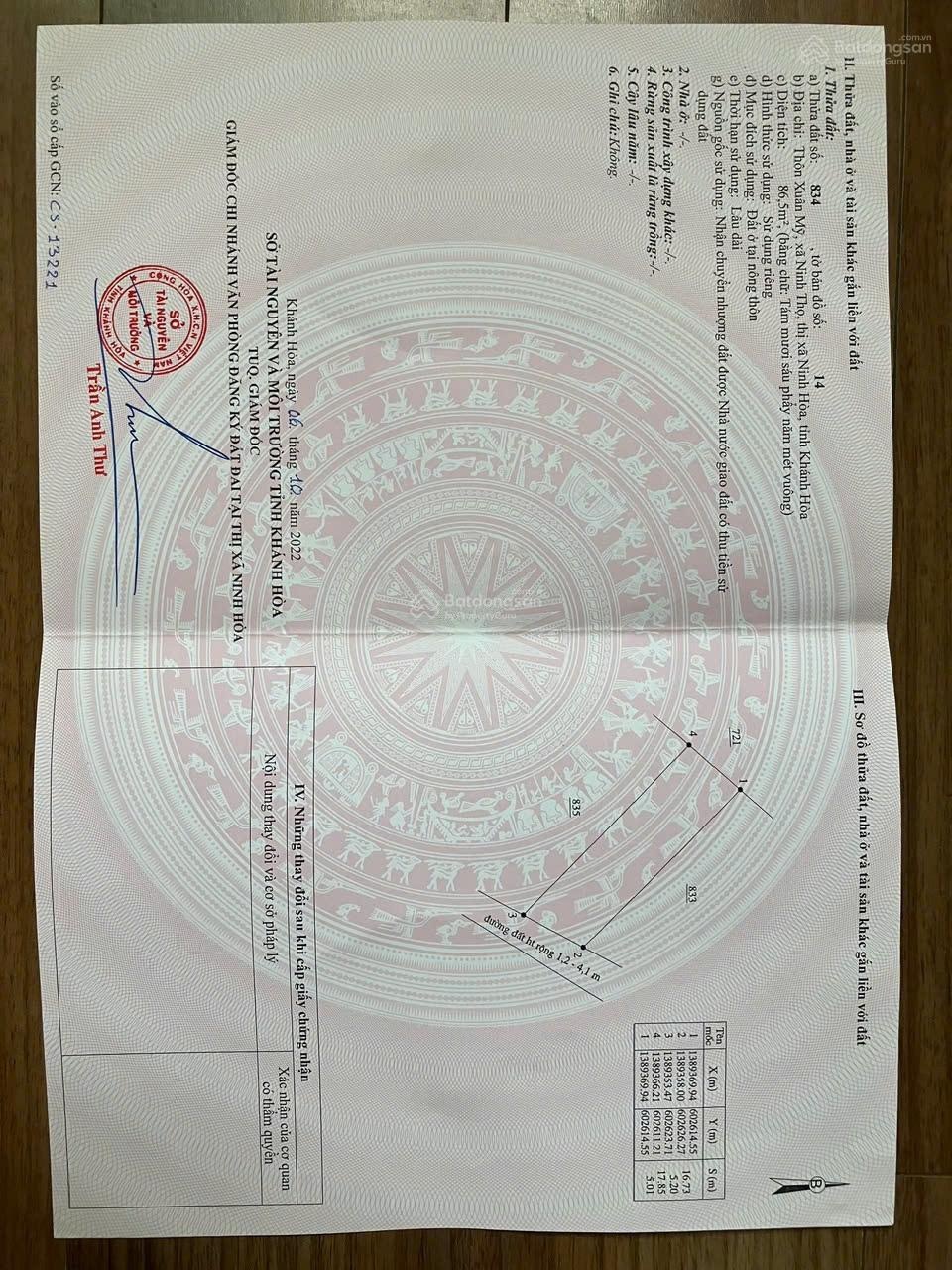 Chỉ 499tr có ngay 1 lô đất full thổ cư ninh thọ