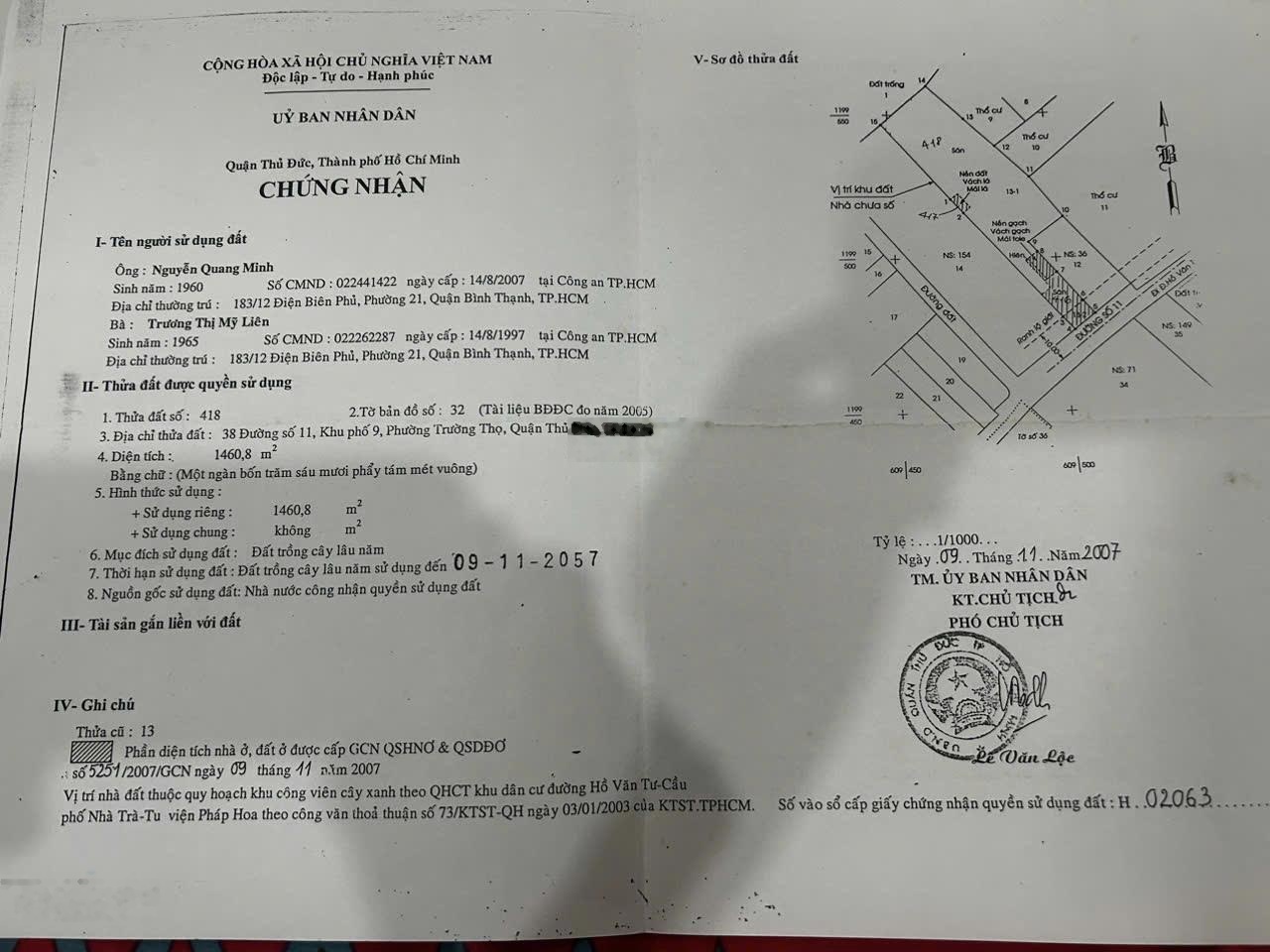 Bán đất 1660.8m2 tại Đường 11, Trường Thọ, Thủ Đức, 38 tỷ