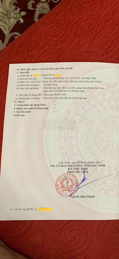 Bán đất mặt đường Lý Thái Tổ, Đình Bảng, Từ Sơn Bắc Ninh.