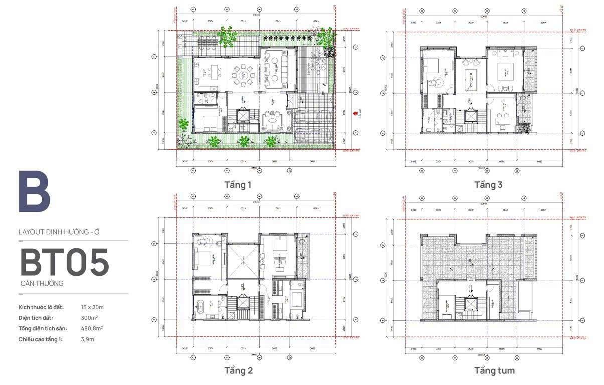 Biệt thự triệu đô Cloud Reserve Central Tuyhoa 300m² 3 tầng 1 tum 4PN 5WC hướng Đông Nam vượng khí