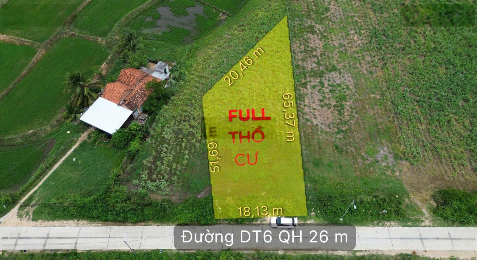 Chính chủ bán 1000 m2 đất full thổ cư mặt tiền Tỉnh Lộ 6, thị xã Ninh Hoà, sổ hồng, giá 1 tỷ 750