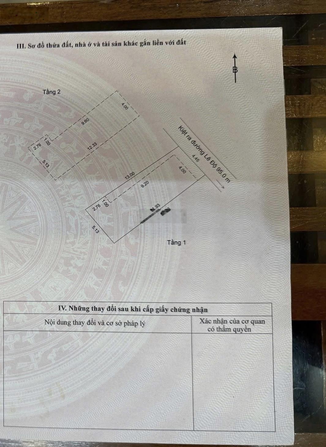 Nhà 2 tầng kiệt Lê Độ Thông Điện Biên Phủ - DTĐ: 63m2 ngang 4m45 nở hậu 5m13 - DTSD: 110m2