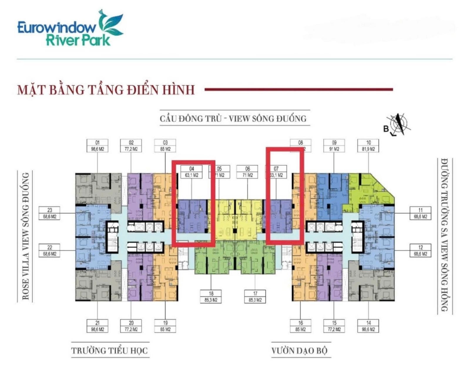 CC bán CHCC Eurowindow River Park 63m2, 2PN, 2WC, full nội thất, view Sông. LH: 0989386638
