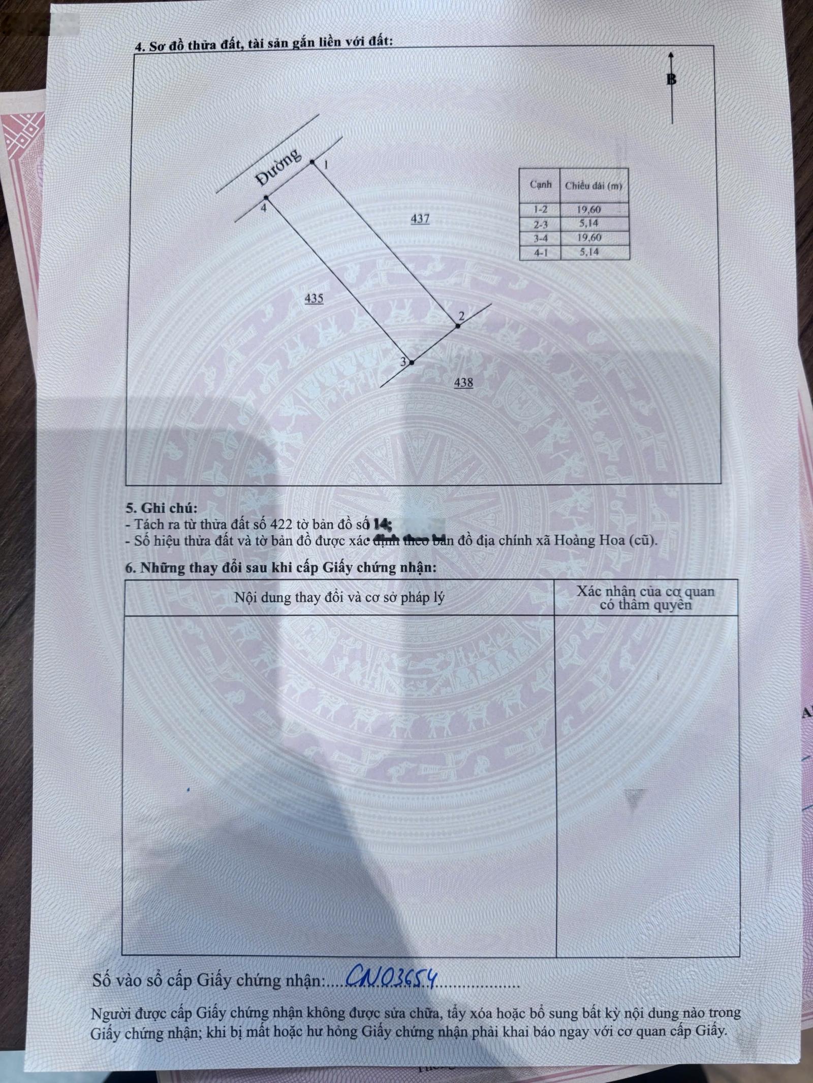 Bán Đất tại Xã Hoàng Hoa, 760 triệu, 100m2, pháp lý đầy đủ