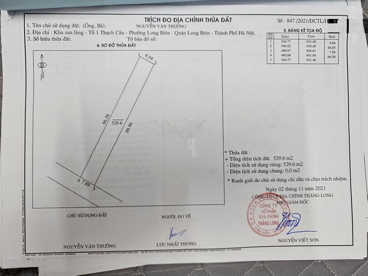 Bán 529m2 đất Thạch Cầu - Long Biên - Hà Nội