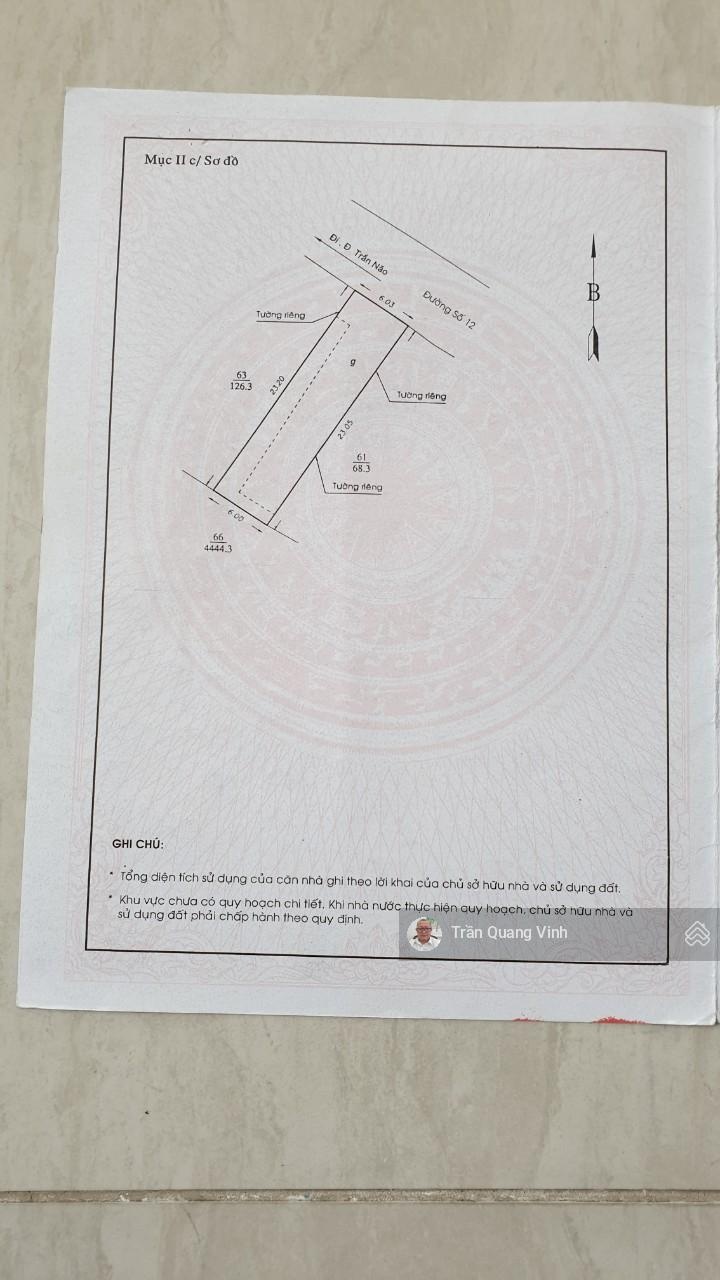 Bán đất ( có nhà cấp 4, 6mx23.5m , quy hoạch 5 tầng) đường 12 ( cách 40m đến mặt tiền Trần Não)