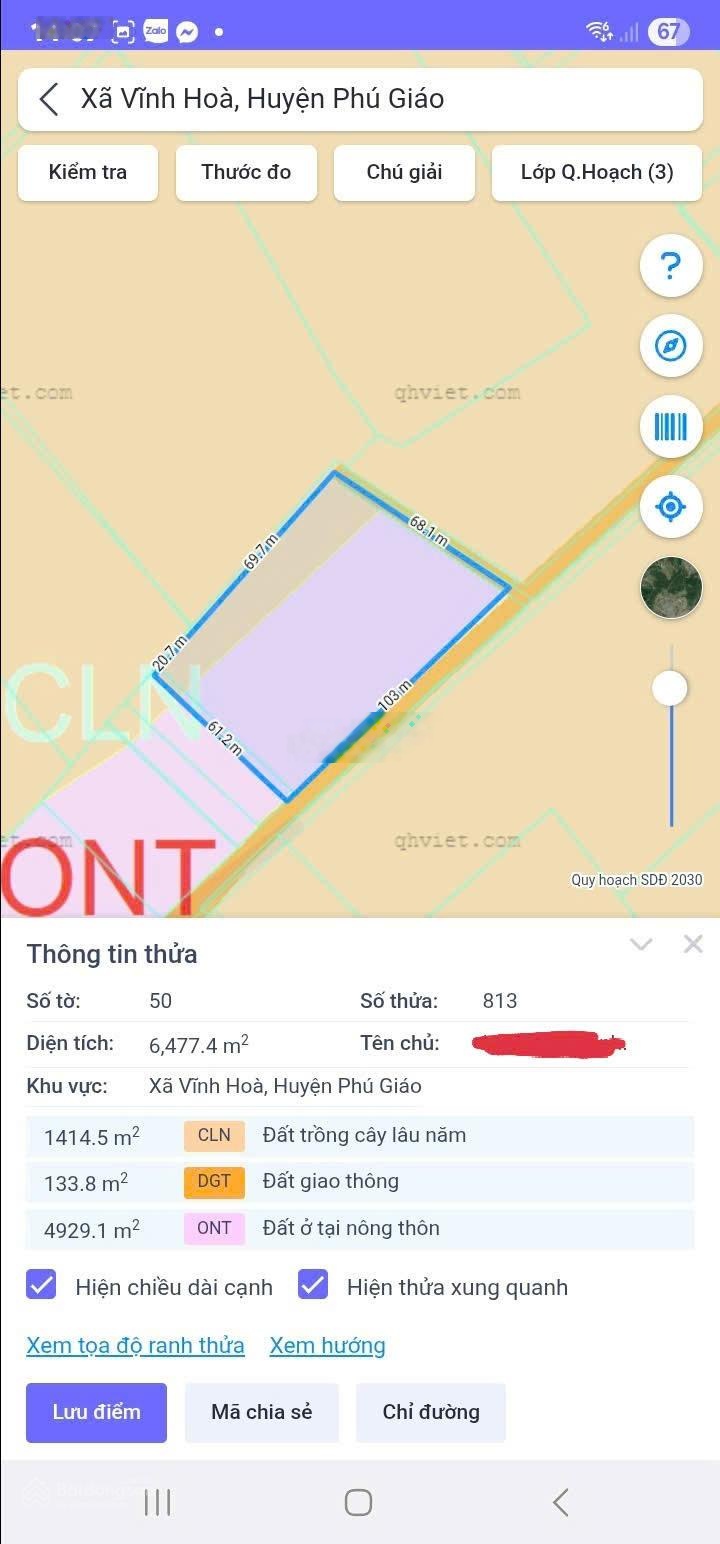 Cần bán lô đất hơn 6 sào 4, quy hoạch đất ở. Có sẵn 200m2 thổ cư, mặt tiền 100m. Giá 7,3 tỷ