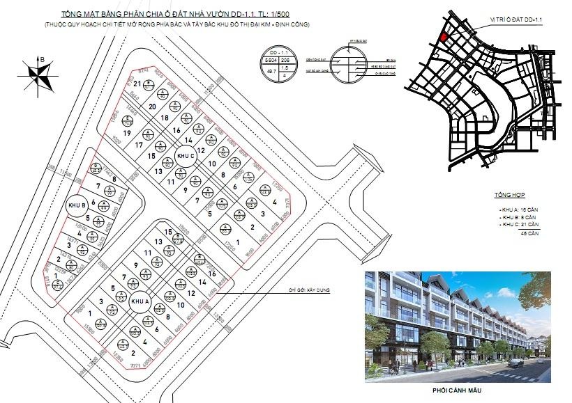 Chính chủ bán lô đất DD-1.1 và NO-3.6 KĐT mới Đại Kim Định Công mở rộng mặt tiền 6m, giá 7xtr/m2