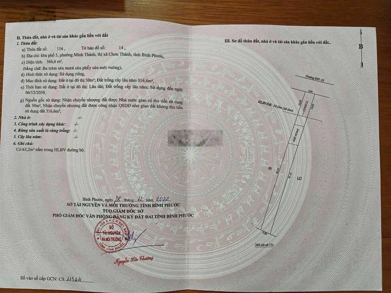 Đất mặt tiền đường DH01 nhựa, phường Minh Thành, giá cắt lỗ sâu hơn 50% nối QL13 đến QL14