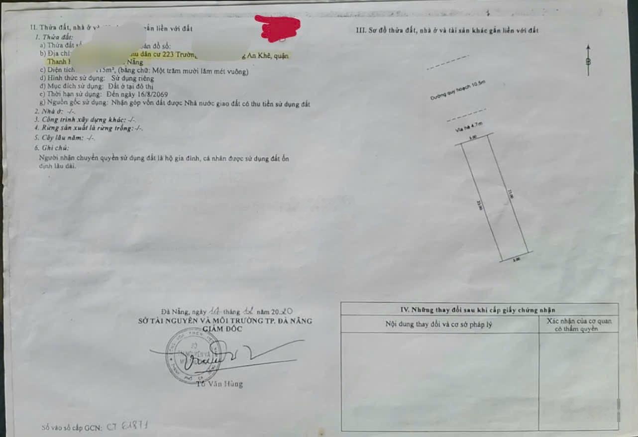 Cần bán gấp lô đất MT đường 10m5 Nguyễn Công Hãn - trung tâm Thanh Khê- Đà Nẵng