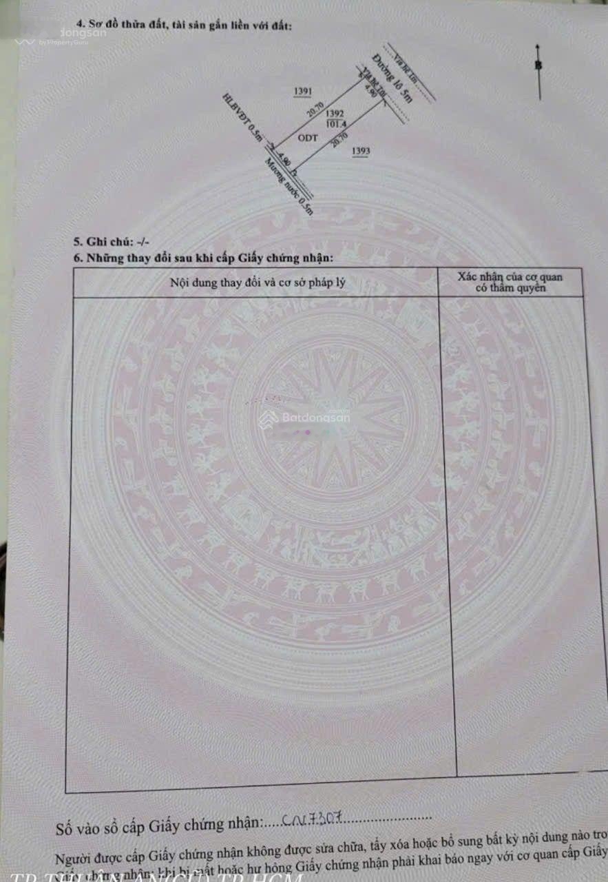 101m2 đất full ODT P. Lái Thiêu mới đường thông 5m gần chợ giá 2 tỷ 950tr