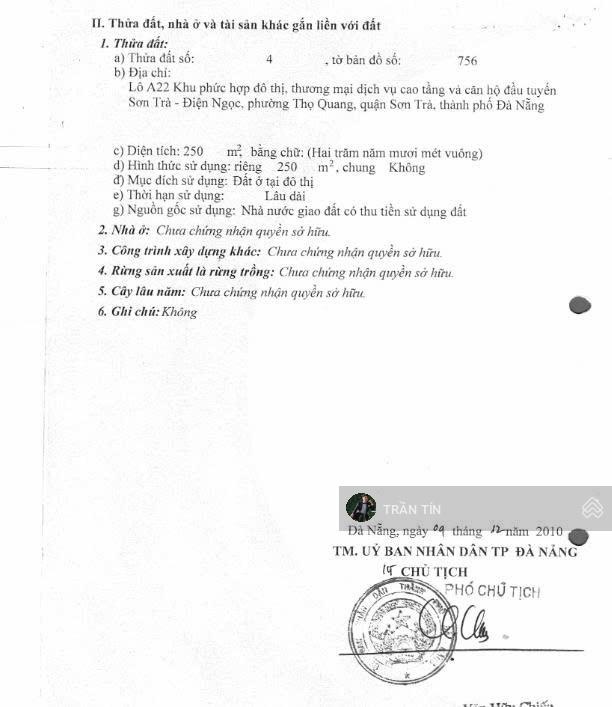 Lô đất mặt tiền đường Nguyễn Trực, Ngay sau lưng Căn Hộ Hiyori, cách biển 100M