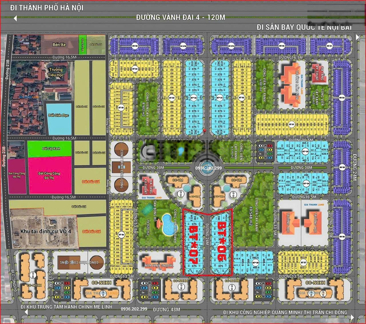 Bán căn bt đơn lập suất ng bt*06 hud mê linh trục chính 24m vip nhất dự án,đối diện sungroup