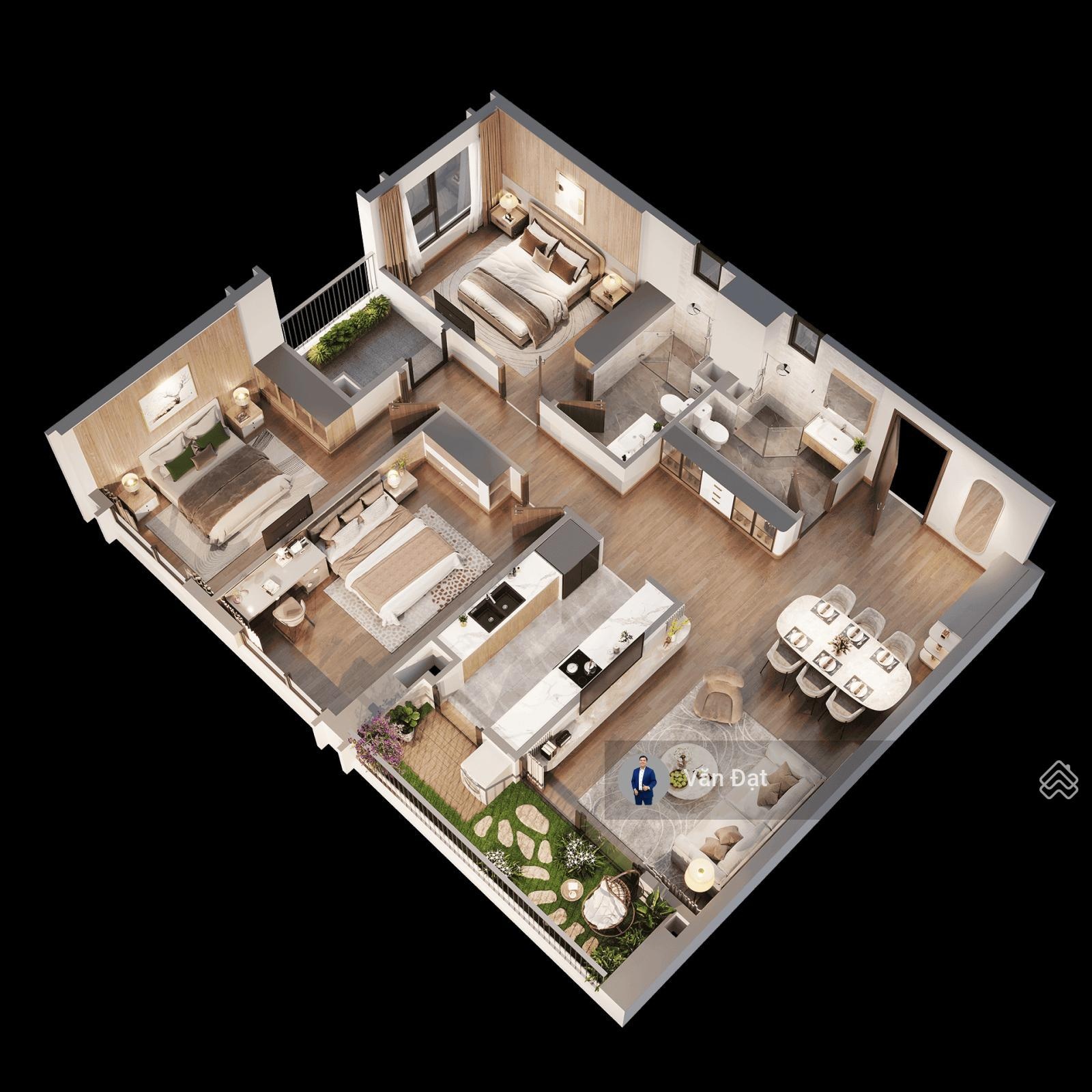 Căn góc 3 ngủ - diện tích 114m2 - view đẹp hướng mát - có sổ đỏ