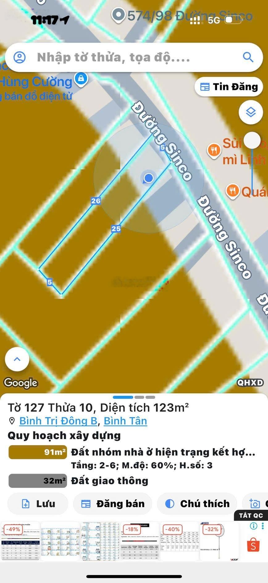 Bán nhà cấp 4 mặt tiền kinh doanh sầm uất đường SinCo, DT 5*25m hướng Đông