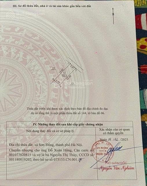 Chính chủ gửi bán đất dịch vụ Lại Yên, dt 53,5m2 | MT 3,97m nở hậu. Giá tốt 105tr/m²