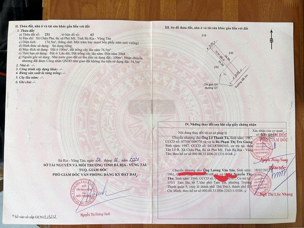 ĐẤT CHÍNH CHỦ - 2 MẶT TIỀN Vị Trí Xã Châu Pha, TP Phú Mỹ, Tỉnh Bà Rịa - Vũng Tàu