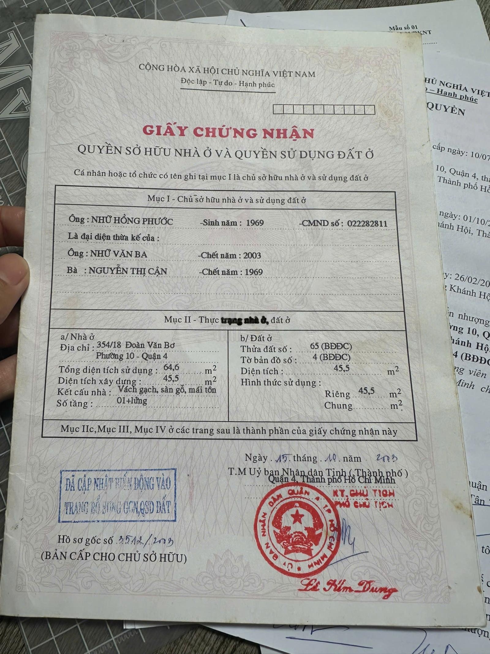 Bán nhà riêng tại 354/18 Đường Đoàn Văn Bơ, Phường 10, Quận 4, giá ưu đãi 5,95 tỷ, 45,5m2