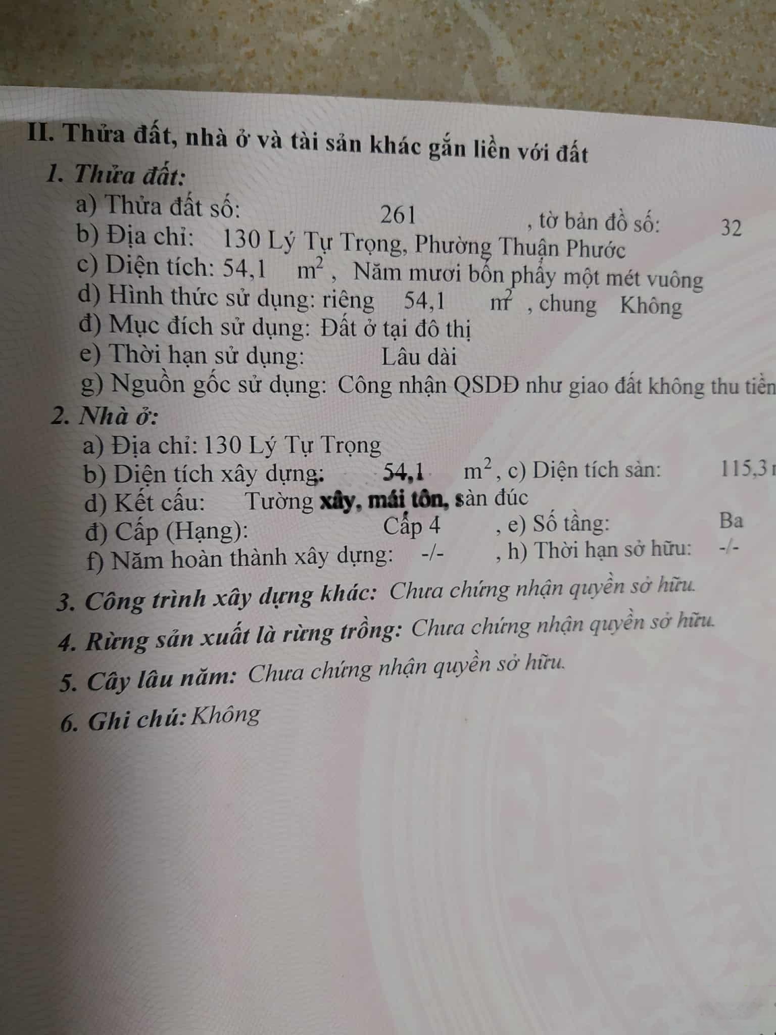 Bán nhà 3 tầng mặt tiền 130 lý tự trọng đà nẵng