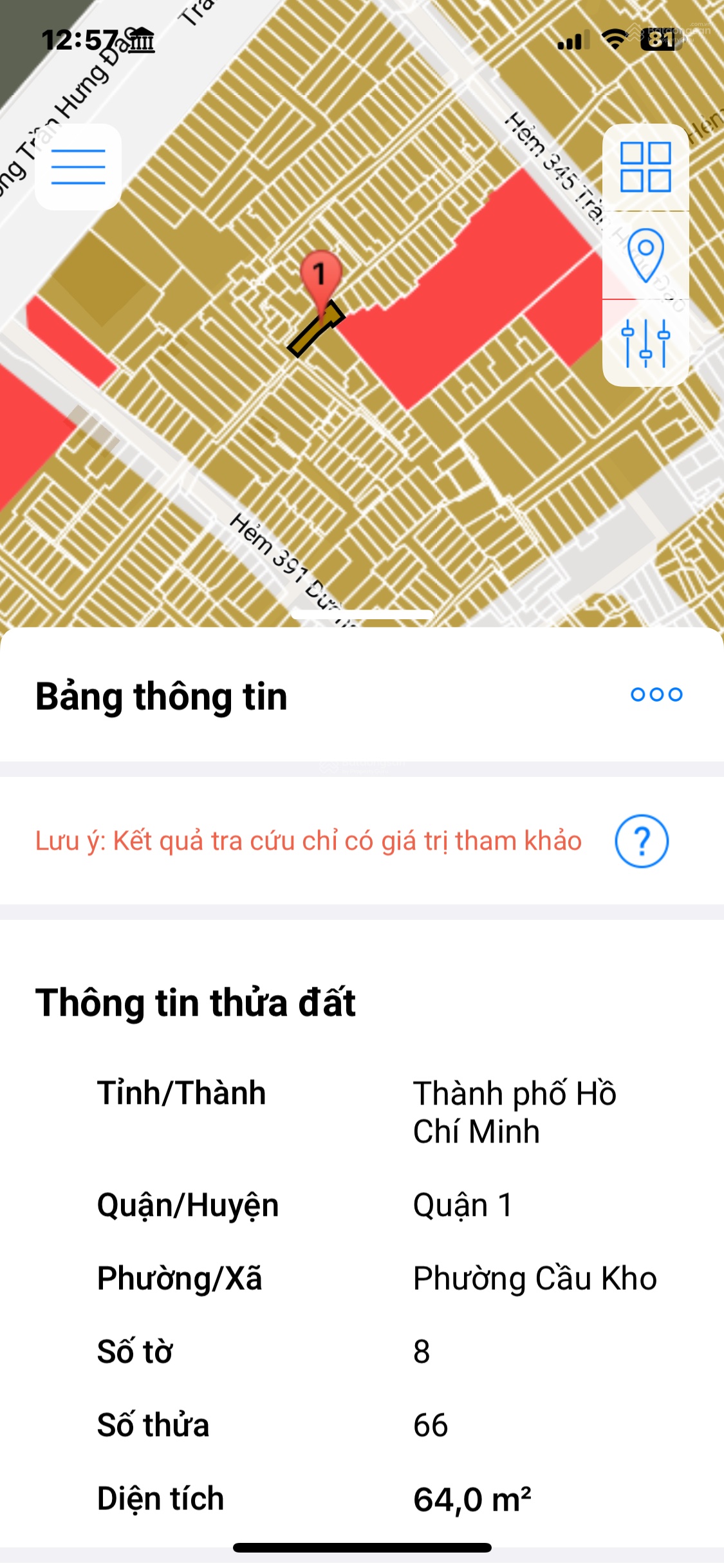 Nhà riêng 64m2 - 391/34 duong Trần Hưng đạo phường Cầu ông lãnh TpHcm