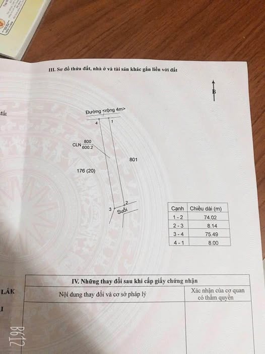 Bán mảnh đất 600m2 tại thôn 4 Cư ÊBur phường Buôn Ma Thuột