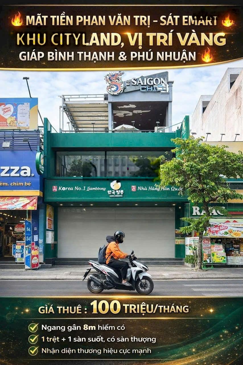 Cho thuê nhà mặt tiền Phan Văn Trị 150m2 , 3 Lầu , Kinh Doanh Đa Ngành Nghề