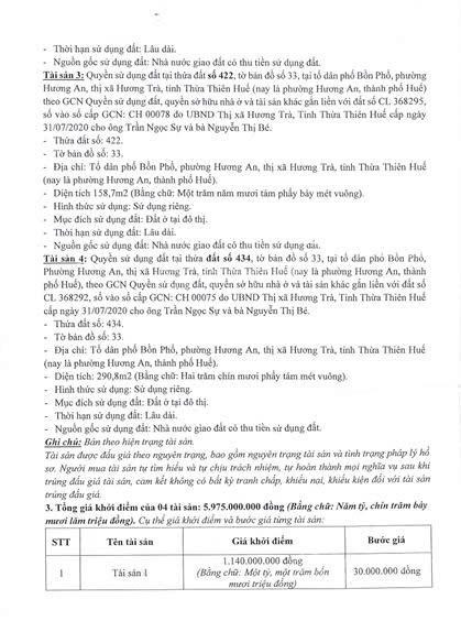 Thông báo bán đấu giá tài sản tại hương an, huế