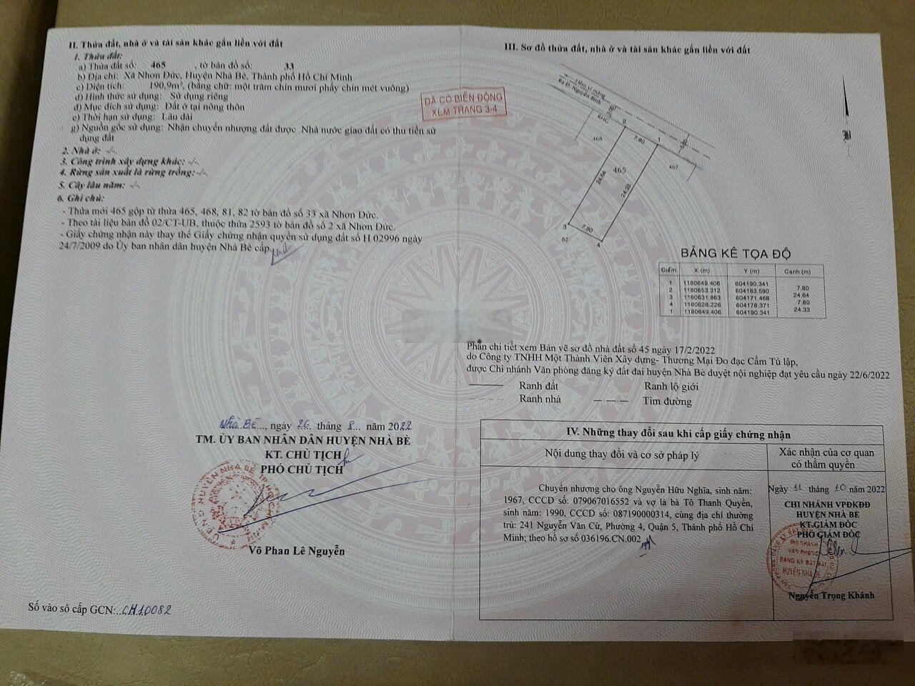 Bán đất DT: 191m2 đường 6m, cách đường Nguyễn Bình chỉ 120m - giá 7 tỷ