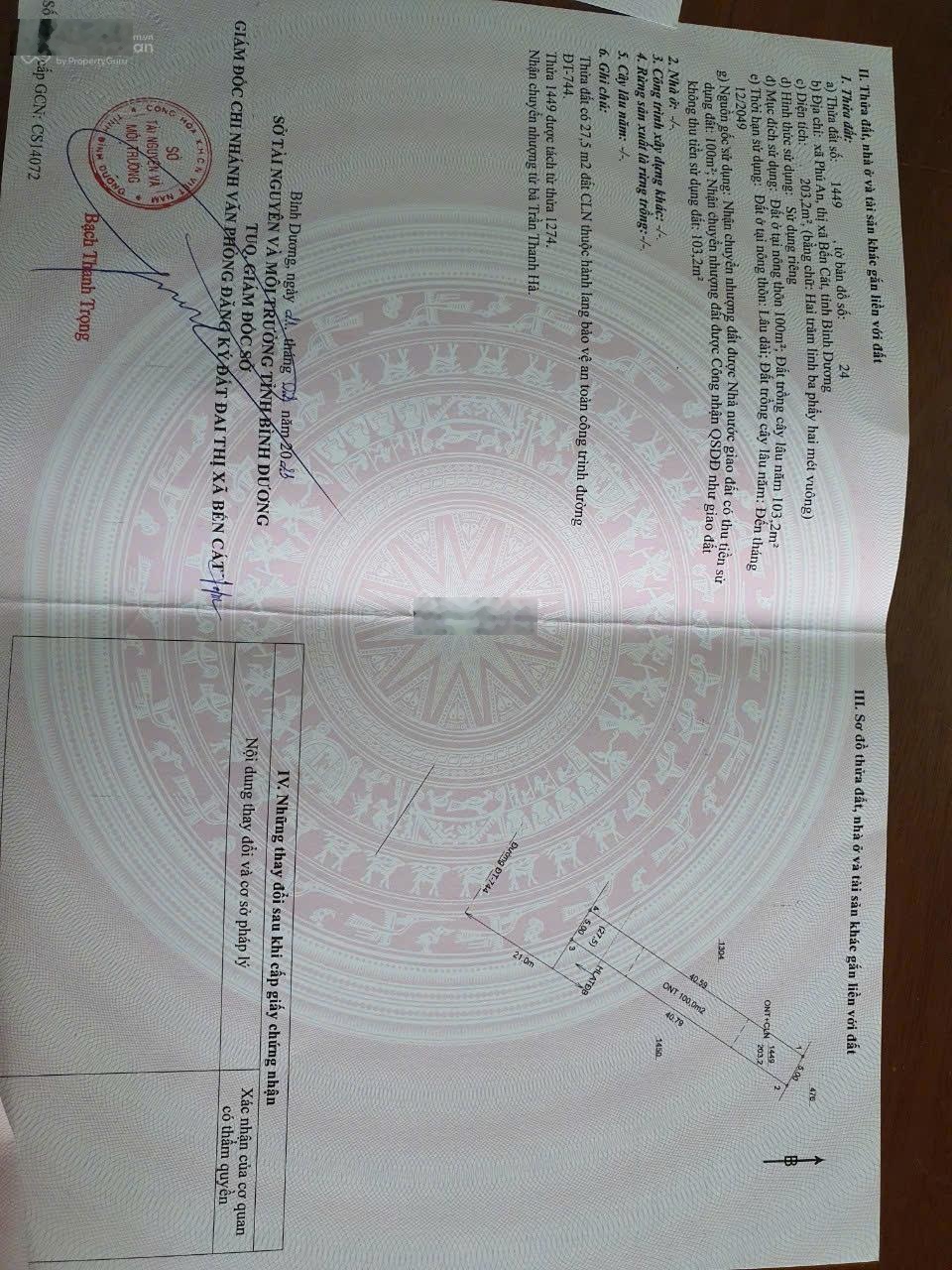 Bán đất MẶT TIỀN Nguyễn Chí Thanh, Phú An, Bến Cát, 3,35 tỷ, 210m2