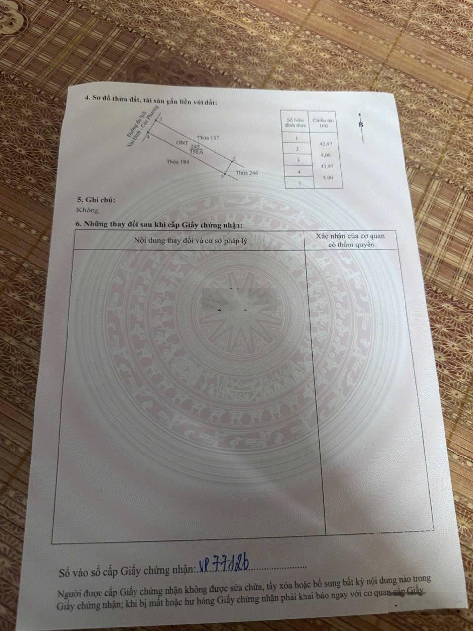 Chính chủ cần bán 350m² đất full thổ cư tại Phú Long, Ninh Bình.