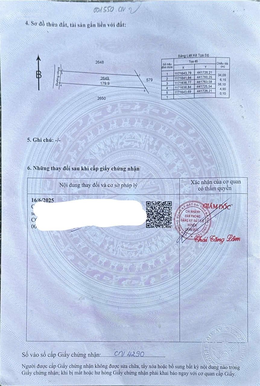 Bán đất tại đường Số 1, Châu Đức, Bà Rịa Vũng Tàu, 1,3 tỷ, 190 m2