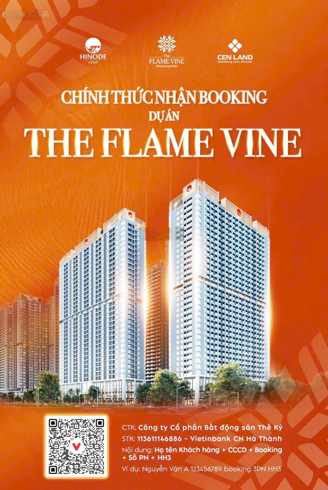 Nhận booking chung cư The Flame Vine sắp ra hàng, thuộc kđt Hinode Royal Park. LH 0966675488