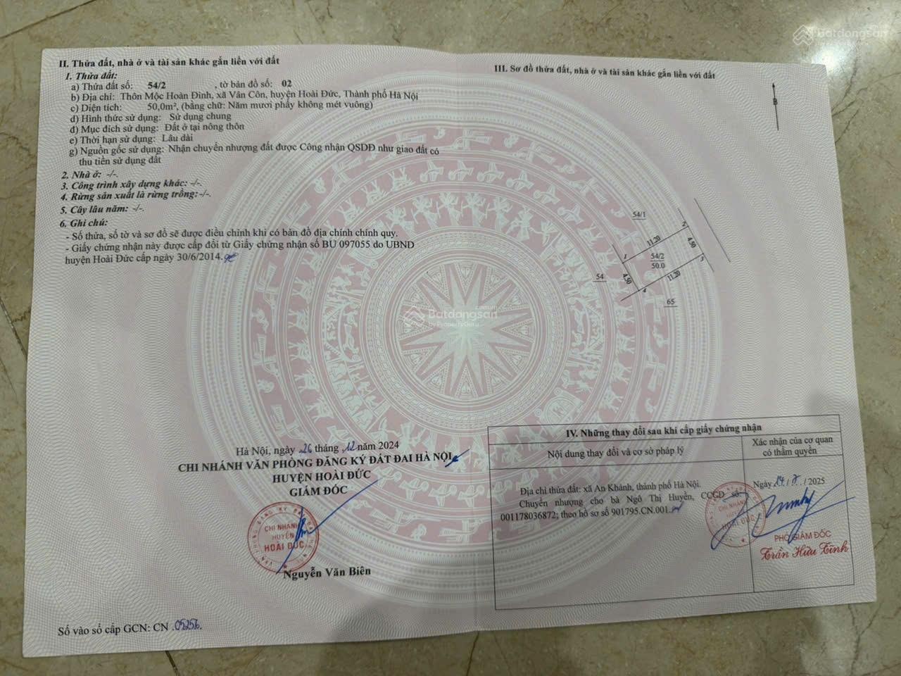 Bán đất xã vân côn hoài đức hà nội